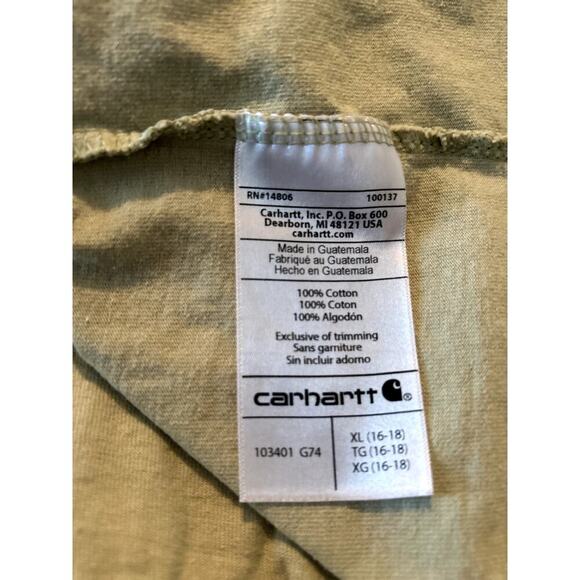 CARHARTT Logo Graphic Heavyweight Dried Clay‎ Long Sleeve Loose Fit XL T-Shirt - Picture 5 of 7